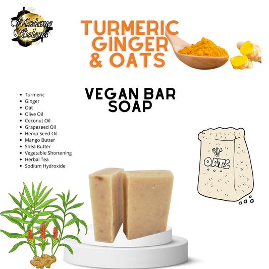 Vegan Bar Soap- Tumeric, Ginger & Oats